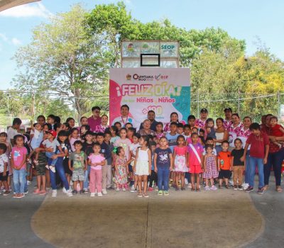 Othón P. Blanco se suma al festejo estatal del Día de la Niña y el Niño; más de 2 mil 500 menores celebran con alegría y convivencia.