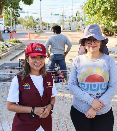 Avanza obra para reducir encharcamientos y mejorar vialidad en la colonia Forjadores.