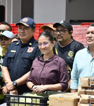 Entrega Yensunni Martínez herramientas y equipo al personal que integra el Operativo Tormenta.