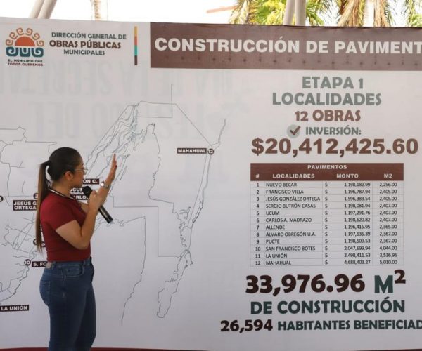 ANUNCIA YENSUNNI MARTÍNEZ CONSTRUCCIÓN DE PAVIMENTOS CON INVERSIÓN DE 20 MILLONES DE PESOS