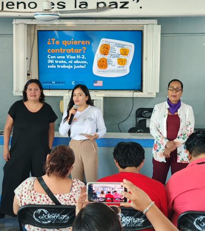 Capacitan en Calderitas para prevenir trata de personas con fines de explotación laboral y fraudes mediante ofertas de trabajo en el extranjero.